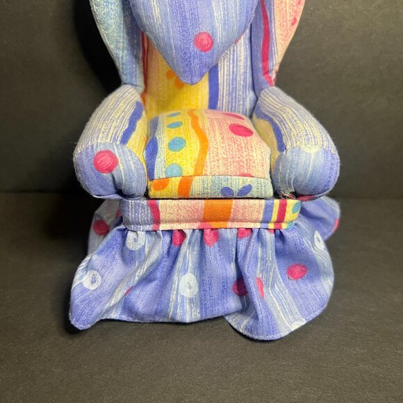 VTG 1998 Dritz Collectible Blue Stripes & Dots Pincushion Chair w/ Heart Pillo - Picture 3 of 10